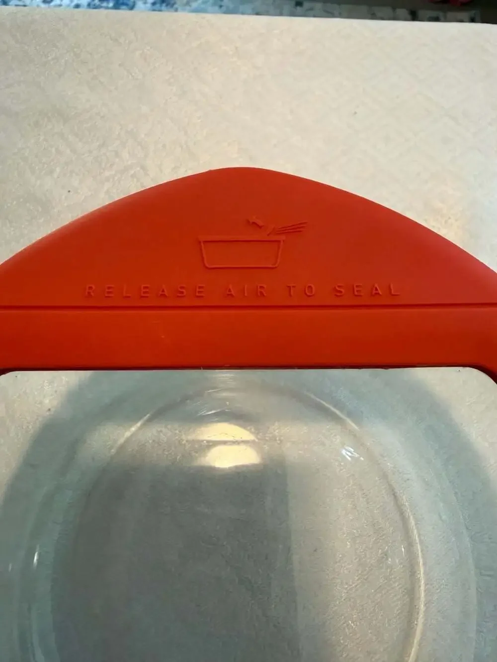 Pyrex Clear Glass Storage Bowl with Red Silicone Lid